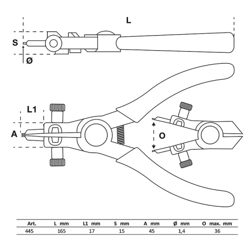 Zégerfogó, külső, 165 mm