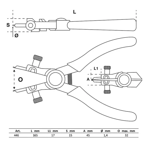Zégerfogó, belső, 165 mm