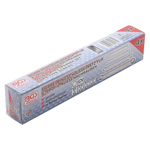 Csillagkulcs-készlet E profilú fejekkel, E6 x E8 - E20 x E24, 4 darabos