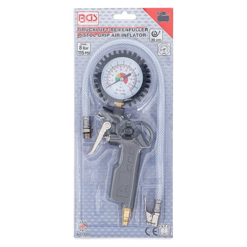 Levegős abroncs felfújó pisztoly, 0 - 8 bar