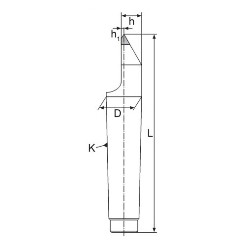 Fél állócsúcs keményfém heggyel, 60°, Morse 2