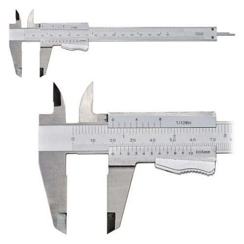 Tolómérő rugós rögzítéssel, inox, krómozott, leolvasás: 0,05 mm, DIN862