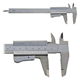   Balkezes tolómérő rugós rögzítéssel, inox, krómozott, 150 mm / 0,02 mm, DIN862