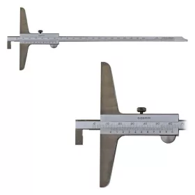   Mélységmérő tolómérő, 0 - 200 mm / 0,02 mm, horgas vég, fordítható mérőléc, DIN862