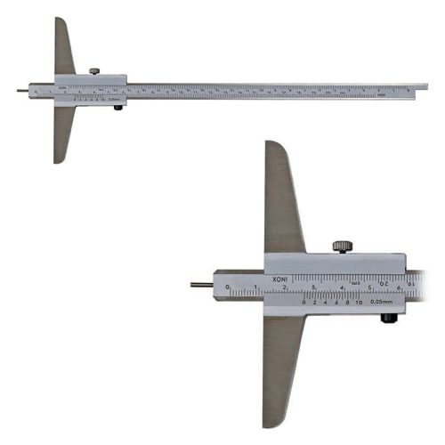 Mélységmérő tolómérő hengeres mérőcsúccsal és fordítható mérőléccel, inox, leolvasás: 0,05 mm, DIN862