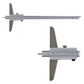   Mélységmérő tolómérő, 0 - 200 mm / 0,02 mm, hengeres mérőcsúcs, fordítható mérőléc, DIN862
