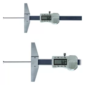   Digitális mérőtárcsás mélységmérő tolómérő, adatkimenettel, fémházas, inox, 100 mm / 0,01 mm, 3V