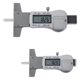   Digitális mélységmérő tolómérő adatkimenettel, lapos mérőcsúccsal, fémházas, inox, 25 mm / 0,01 mm, 3V, DIN862