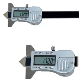   Digitális tolómérő furat 90°-os süllyesztés méréséhez, adatkimenettel, fémházas, inox, 12 mm / 0,01 mm, 3V