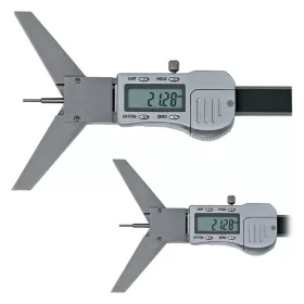   Digitális mélységmérő tolómérő  90°-os prizmatikus talppal, adatkimenettel, fémházas, inox, 50 mm / 0,01 mm, 3V