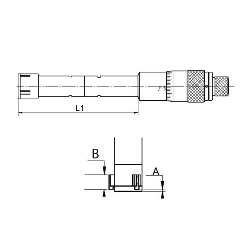 3 ponton mérő furatmikrométer, 20 - 25 mm, zsákfurathoz, DIN863, "L" sorozat