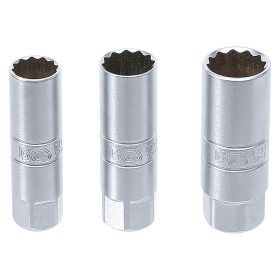   Gyújtógyertya-kulcs készlet, tizenkétszögletű, 3/8", 14 - 16 - 18 mm, 3 darabos