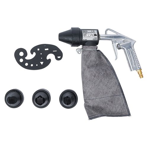 Levegős homokfúvó pisztoly tartozékokkal