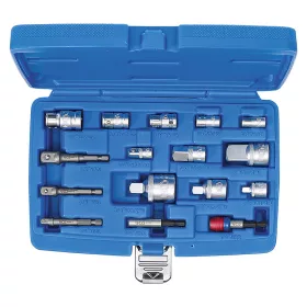 Behajtófej-adapter/ dugókulcs-adapter készlet, 16 darabos