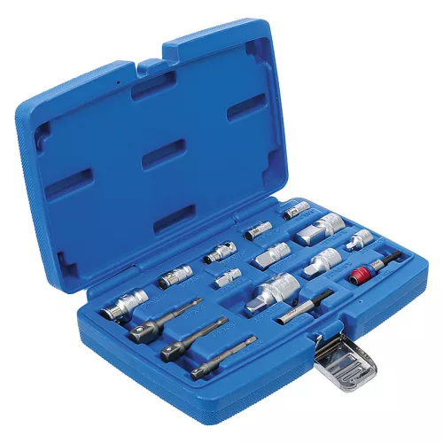 Behajtófej-adapter/ dugókulcs-adapter készlet, 16 darabos