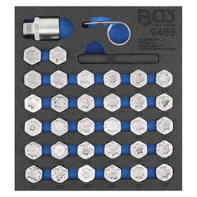   Kerékőr-szerszám készlet Mercedes-Benz, 35 darabos, tálcán