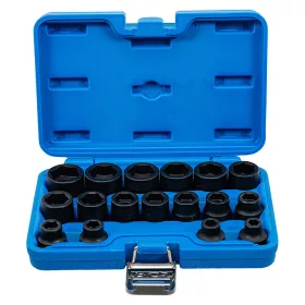   Levegős dugókulcskészlet hatszögletű, extra lapos, 1/2", 8 - 24 mm, 17 darabos
