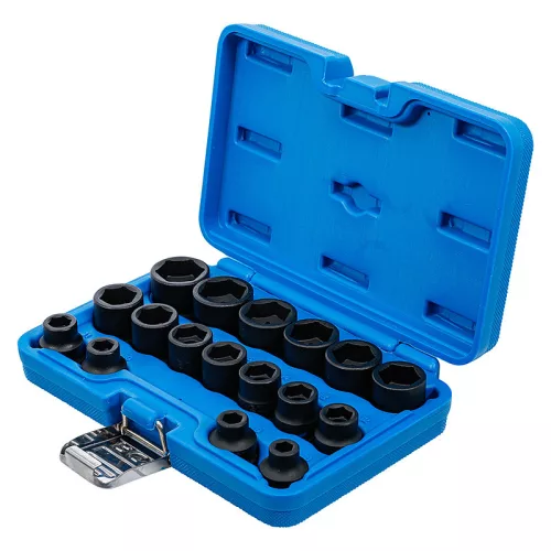 Levegős dugókulcskészlet hatszögletű, extra lapos, 1/2", 8 - 24 mm, 17 darabos