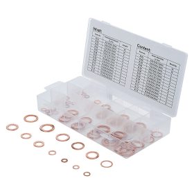   Tömítőgyűrű-készlet, Vörösréz, metrikus, Olajleeresztő csavarok, 75 darabos