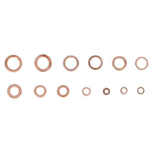 Tömítőgyűrű-készlet, Vörösréz, metrikus, Olajleeresztő csavarok, 75 darabos