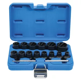   Spirálbites dugókulcskészlet /csavarkiszedő, 1/2", 8 - 27 mm, 16 darabos