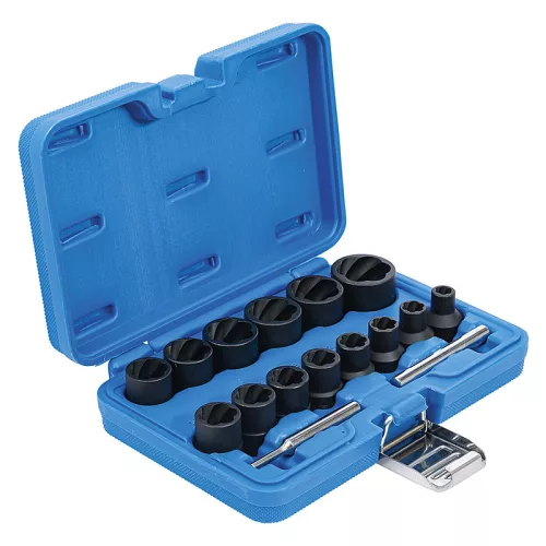 Spirálbites dugókulcskészlet /csavarkiszedő, 1/2", 8 - 27 mm, 16 darabos