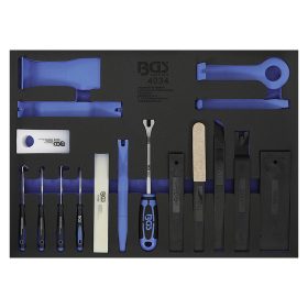   Patentkiszedő-, szerelőék- és kampókészlet, 17 darabos, tálcán