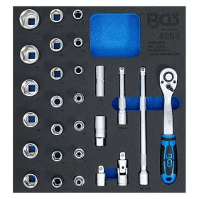 Dugókulcskészlet, 1/2", 27 darabos, tálcán