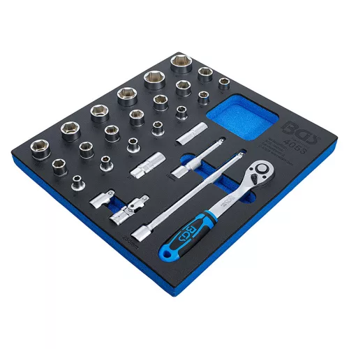 Dugókulcskészlet, 1/2", 27 darabos, tálcán