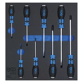 Csillag- és lapos csavarhúzók, 8 darabos, tálcán