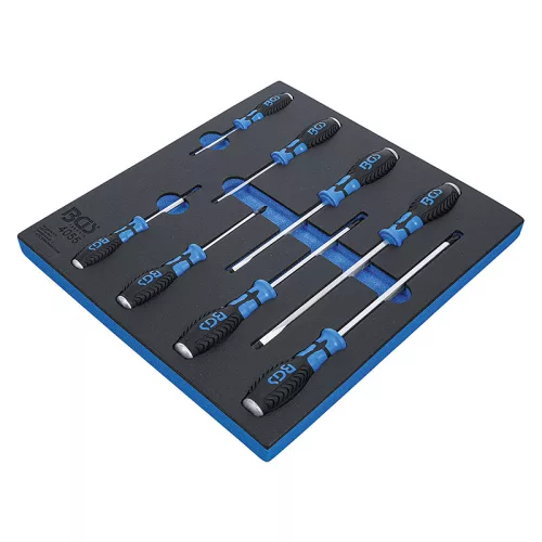 Csillag- és lapos csavarhúzók, 8 darabos, tálcán