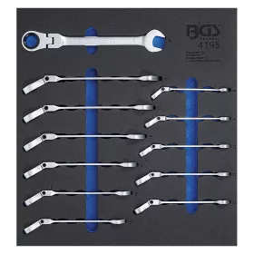   Racsnis csillag-villáskulcs, hajlítható, 8 - 19 mm, 12 darabos, tálcán