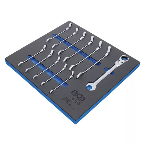 Racsnis csillag-villáskulcs, hajlítható, 8 - 19 mm, 12 darabos, tálcán