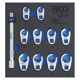   Hollanderkulcs készlet, 3/8", 10 - 19 mm, 11 darabos, tálcán