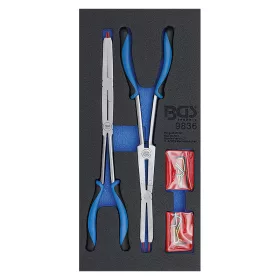   Dupla áttételes zégerfogó-készlet, cserélhető hegyek, 345 mm, tálcán