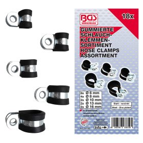   Gumírozott tömlőbilincs-készlet, Ø 6 - 16 mm, 18 darabos