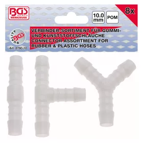   Tömlőcsatlakozó készletek, Üzemanyagálló, 10 mm, 8 darabos