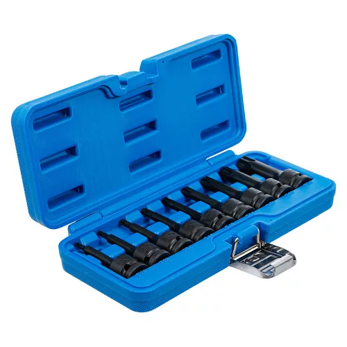 Levegős bit-dugókulcskészlet, 1/2", T-profil (Torx) T20 - T70, 9 darabos