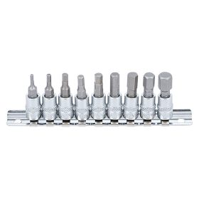   Behajtófej-készlet, 1/4", Belső hatszögletű 3/32" - 3/8", coll méretek, 9 darabos