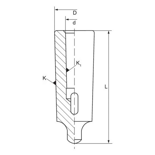 Átalakítóhüvely, Morse 6 / Morse 5, kiütőlapos, DIN228-B