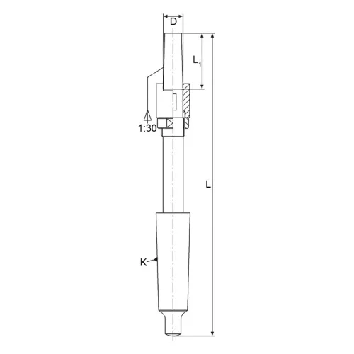 Feltűzőszár dörzsárhoz, Morse 5 / 40 mm, kiütőlapos, DIN228-B