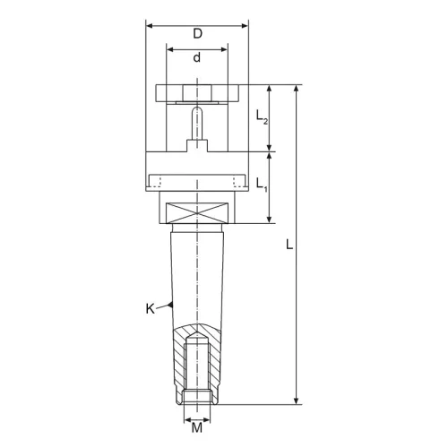 Kombinált marófelfogó tüske, behúzómenetes, Morse 2 / 27 mm, DIN228-A