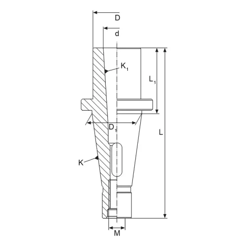 Átalakítóhüvely, ISO30 / Morse 1, kiütőlapos, DIN2080