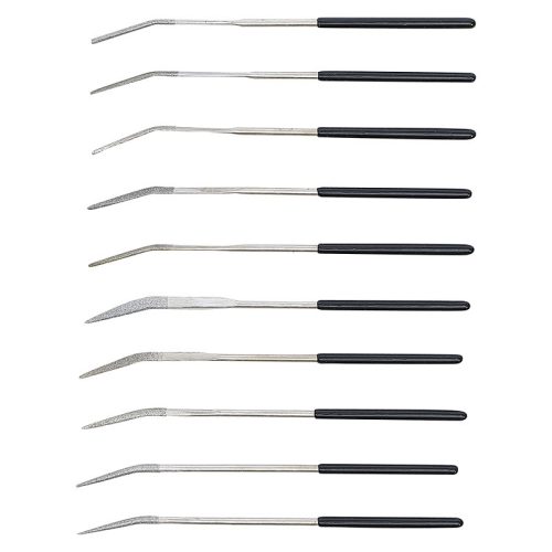 Gyémántszemcsés lyukreszelő készlet, hajlított, 140 x 3 mm, 10 darabos
