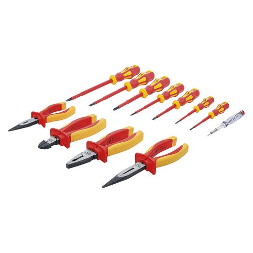 VDE-fogó-/ csavarhúzó-készlet, 12 darabos