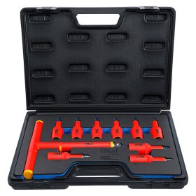   VDE-behajtófej készlet, 1/2", T-profil (Torx) T20 - T55, 10 darabos