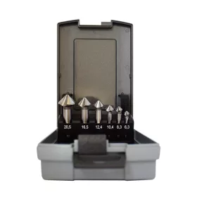   HSS-Co köszörült kúpos süllyesztő készlet, 6 részes, műanyag dobozban, ABRABORO