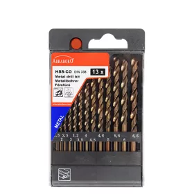   HSS-CO fémcsigafúró készlet DIN 338, 13 részes, 1,5-6,5x0,5 mm +3,2+4,8 mm, ABRABORO