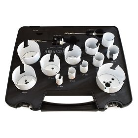   HM lyukfűrész készlet, elektromos és vizes, 14 részes, 19 - 76 mm, ABRABORO