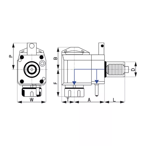 Meghajtott szerszámtartó, radiális, jobbos, VDI 40 / ER32, DIN5482, KINTEK